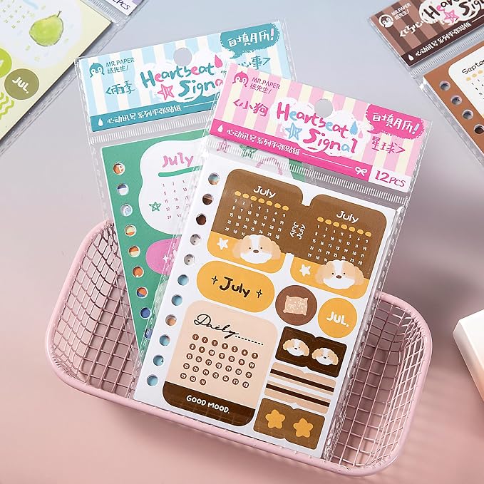 48 Sheets Monthly Planner & Calendar Stickers, Seasonal Aesthetic Sticker Book for Bullet Journal & Scrapbook, Planner Accessories for Journaling & Schedule Organization