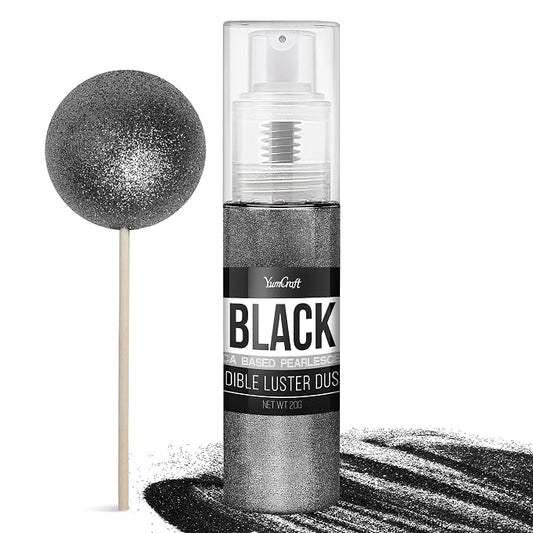 Edible Glitter Spray - 20g Luster Dust Edible Food Grade Glitter for Cake Decorating, Cocktails, Drinks - Shimmer Dust Powder Metallic Food Coloring Powder for Cookie, Candy, Icing (Black)