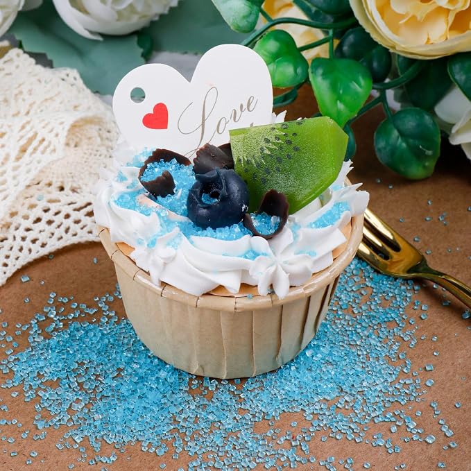 Blue Sanding Sugar - Sparkling Sugar Crystals for Baking Decorations (130g/4.6oz) - Edible on Cookies, Cupcakes, Cakes, Ice Cream | Wedding, Party, Valentines Sugar Sprinkles