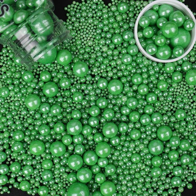 Sprinkles for Cake Decorating, 4.6oz Emerald Pearl Sprinkles Mix for Ice Cream, Cupcake, Baking, Cookies, Cake Toppings