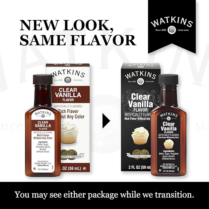 Watkins Clear Vanilla Flavor, 2 Fl. Oz. (Pack of 12) (Packaging may vary)