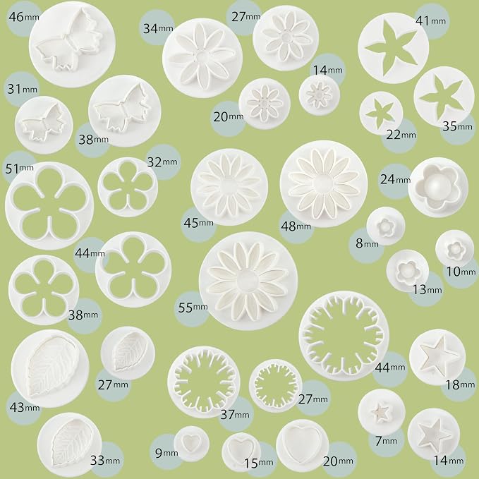 Bakerpan Fondant Tools Set - 47 Pc Cake Decorating & Sugar Craft Kit with Rolling Pin, Fondant Smoother, Cutters & Modeling Tools for Fondant, Gum Paste & Sugar Paste
