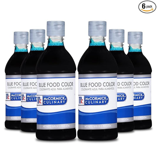 McCormick Culinary Blue Food Coloring, 16 fl oz (Pack of 6) - Six 16 Fluid Ounce Bottles of Blue Food Coloring Liquid to Add Color to Cakes, Cookies, Icings and Fillings