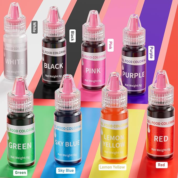 Food Coloring Set - 12 Color Food Grade Vibrant Food Dye and Gel Food Coloring Set - 8 Colors Concentrated Gel Based Food Color