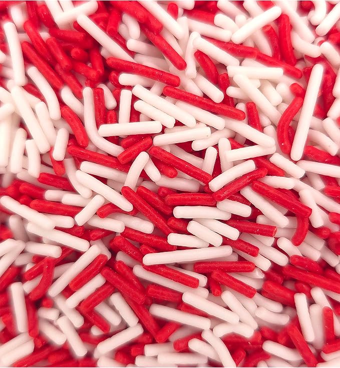 NCS Red & White Jimmies Edible Sprinkles – Cupcake, Cake & Cookie Decorations, 7 oz