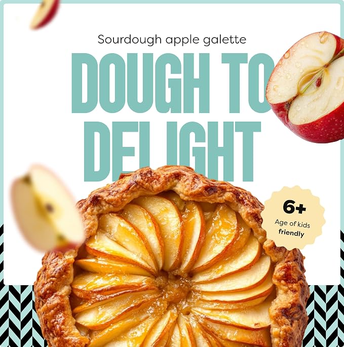 Baketivity Sourdough Apple Galette Kit – Birthday Gift for Kids & Families – Learn Pastry Baking, Apple Science & STEM Cooking Activity – DIY Baking Kit with Step-by-Step Guide