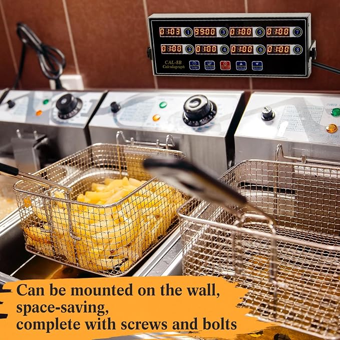Relaxweex 1 Pack Digital Kitchen Timer, Commercial Cooking Timer with Loud Alarm, Large LCD Display, for Restaurants, Baking, Labs, Multiple Independent Countdown Timers (8 Channel)
