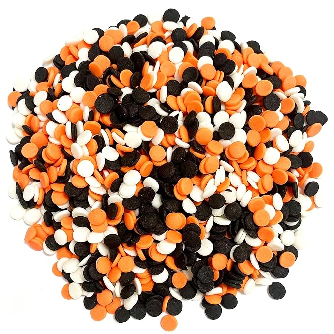 Sentovac Halloween Round Confetti Sprinkles Edible Orange Black White Sprinkle for Cake Decorating Candy Cupcake Cookie Baking Ice Cream Dessert Halloween Christmas Holiday Decorations