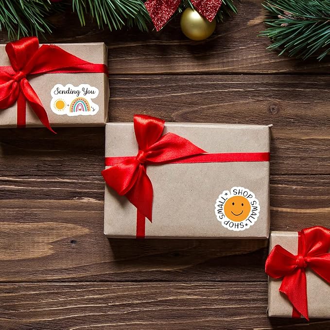 Littlefa 1.5” Shop Small Stickers,Cute Smile Sticker for Small Business Mail Bags Packaging 500 PCS