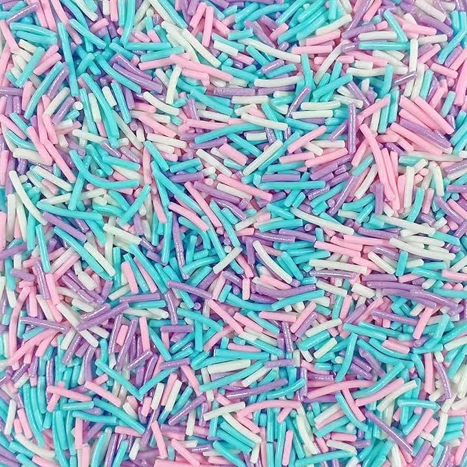 Sentovac Mermaid Jimmies Sprinkles Edible for Cake Decorating Pink Purple Blue White Sprinkles Sugar Candy Cookie Cupcake Topper Ice Cream Baking Decorations Supplies 3.35oz