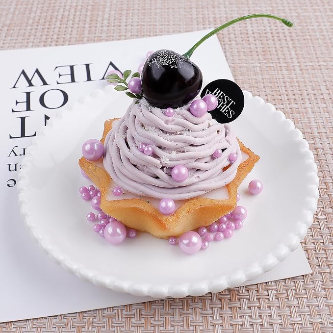 Lavender Purple Pearl Sprinkles for Cake Decorating, 4 Sizes Sugar 130g/4.6oz, Cupcake, Ice Cream, Donuts, Macaron Toppings Supplies (2mm, 4mm, 7mm, 1cm)