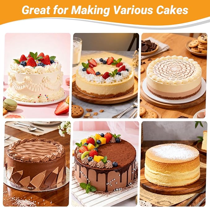 Beasea 8 Inch Cake Pan Set of 3, Nonstick Carbon Steel Round Cheesecake Pans, Heavy Duty Cake Mold Tin for Home DIY Dessert Baking