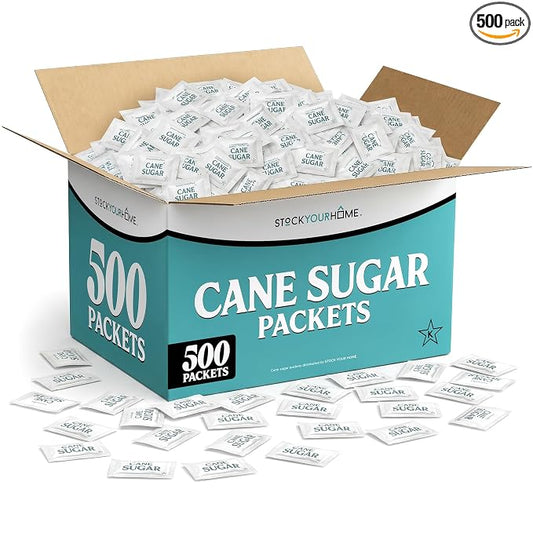 Bulk Sugar Packets, 500 Count - Individual Servings of White Sugar Packets for Coffee and Tea, Granulated Sugar Packs Great for Restaurants, Coffee Shops, Offices, Schools, and More