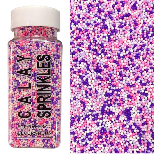 PhilaeEC Pink Purple White Nonpareils Sprinkle 2mm Mini Peals Sprinkle Edible for Cake Decoration Cupcake Topper Cookie Baking Decorations Halloween Christmas Valentine Supplies