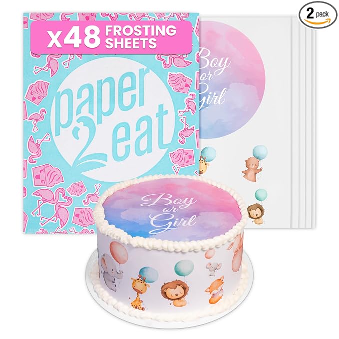 paper2eat Frosting Sheets Premium 8.5" x 11" - 48 Count - White Edible Icing Sheets - Kosher Certified