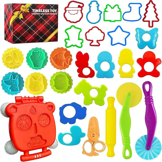 Play Dough Tools Set, Kids Clay Molds Kit with Animal Letters Numbers Cutters Rollers Storage Box, Non-Toxic ASTM F963 Certified, Toys for Toddlers Boys Girls Ages 3-8