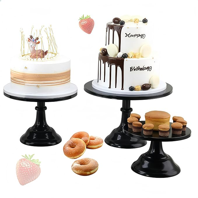 3 Pcs Metal Cake Stand Set 8/10/12 inch Dessert Table Display Perfect for Baby Shower Wedding Birthday(Black)