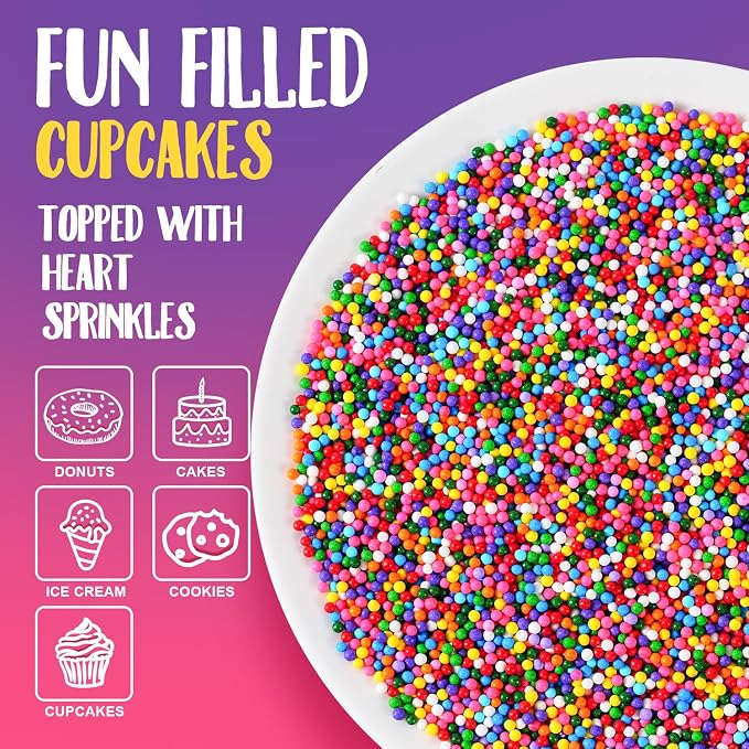 Rainbow Sprinkles Bulk for Baking 7 oz - Rainbow Nonpareils Sprinkles 2mm Pearls for Baking Cookies, Cakes, Cupcakes, Ice Cream, Chocolate | Perfect for Birthday Christmas Parties & Celebrations