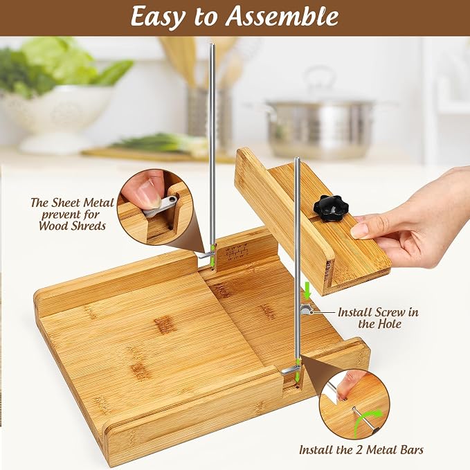 Bread Slicer for Homemade Bread w/Upgraded Bread Knife Adjustable to 8 Different Thickness Sourdough for Cakes, Sandwich, Toasts - Kitchen Gadget & Christmas Gifts