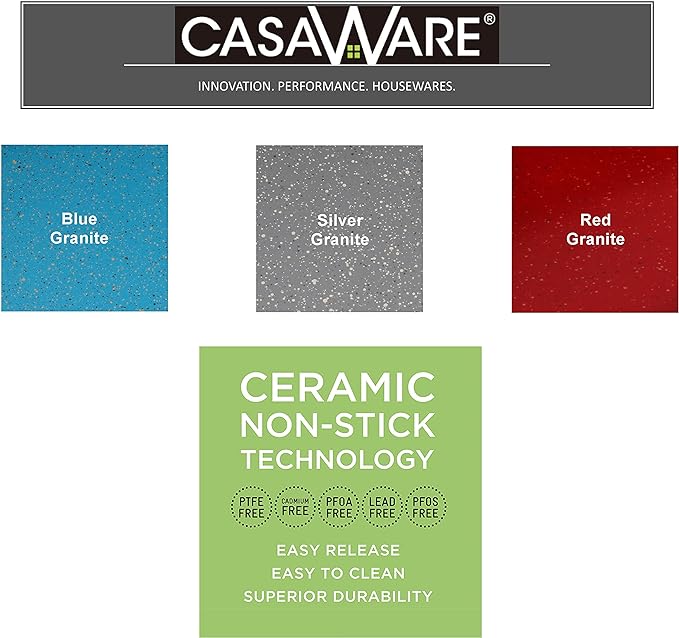 casaWare Mini Muffin Pan 12 Cup Ceramic Coated Non-Stick (Red Granite)