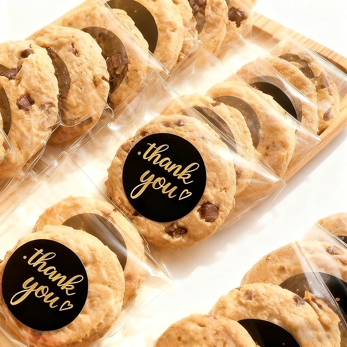 200 Pcs Self Sealing Cellophane Bags, 4x4 Inches Cookie Bags, Resealable Cellophane Bags Self Adhesive for Bakery Cookies Candy Snack