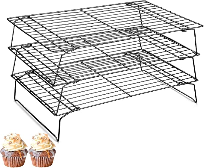 Pleafind 3 Pieces Stackable Cooling Rack Set, 16 x 10 Inch Stainless Steel Roasting Rack, Cooling Racks for Cooking, Baking, Roasting, Grilling, Oven and Dishwasher Safe