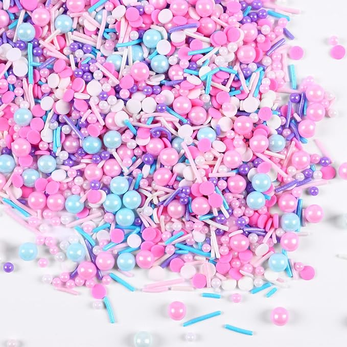 Edible Pink Sprinkle for Cake Decorating, Pink Blue Pearl Sprinkles, Jimmy Sprinkles, Perfect for Baking, Cake, Cupcakes, Macaron, waffles, Ice Cream, and Cookies(120g/4.23oz)