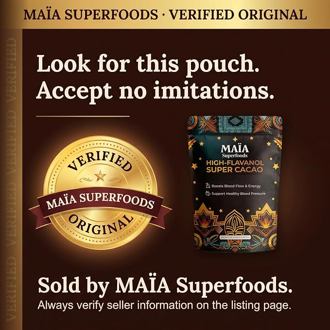 Maia Ceremonial Cacao | Super Cacao | High Flavanols | Supports Healthy Blood Pressure, Cardiovascular Wellness | Theobromine | 30 Servings (Pack Of 3)