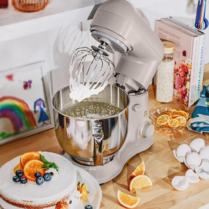 5.3 Qt Stand Mixer, 300W Electric Kitchen Mixer with 12 Speeds, Tilt Head Design, Stainless Steel Bowl, Dough Hook Whisk Beater Splash Guard (Porcini Taupe)