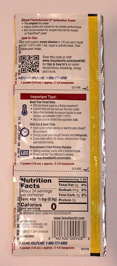 Fleischmann's Active Dry Yeast Strip, 0.25 Ounce (9 Count)