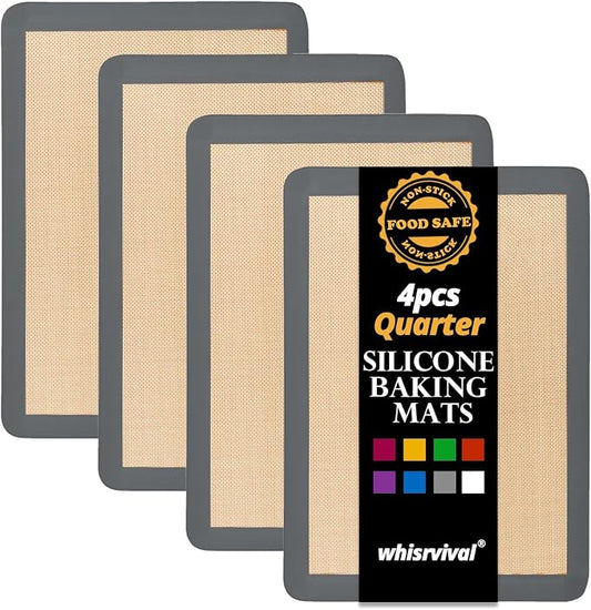 4 Pcs Silicone Baking Mat, Reusable Liners For Nonstick Baking, Easy Cleanup, Fits Small Quarter Sheet Pans For Cookies, Veggies And Pastry, Grey