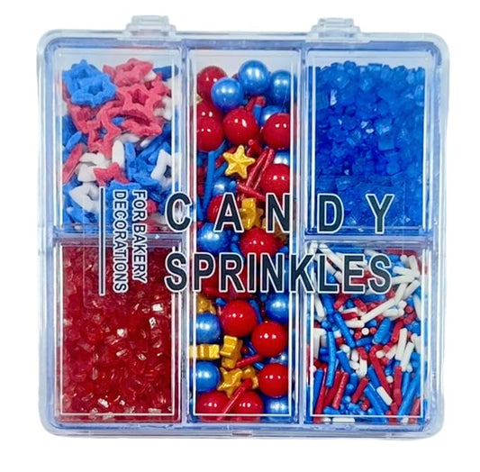 Sentovac Edible Sprinkles Mixing for Patriotic 4th of July Independence Day Cake Decorating Cupcake Cookie and Ice Cream Topper Decorations 2.75oz