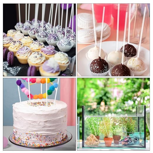 200 Pcs 8 Inch Clear Acrylic Rod 2 mm Clear-Acrylic Dowel Rods Cake Topper Sticks Clearly Round Plastic Rods Cake Dowels for Plant Stakes Curtain Pulls Retaining Rods Shower-Rod