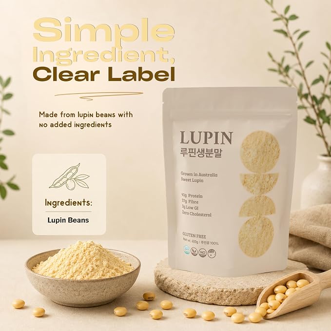Lupinery Lupin Flour Gluten Free Baking Alternative | High Protein, High Fiber, Low Carb, Sugar Free & Non-GMO | Fine Milled 100% Australian Lupin Bean Meal Powder for Cooking, Baking and Recipes