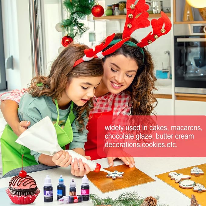 Oil Based Food Coloring for Chocolate - 12 Vibrant Color Food Coloring for Chocolate, Candy Melts, Buttercream, Frosting - Fat Soluble Food Color Dye for Baking, Fondant - 0.2 Fl. oz (6 ml)/Bottles