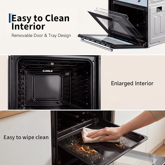 Garvee 24 Inch Single Wall Oven, 2.5 Cu.ft. Built-in Electric Oven with 4 Cooking Functions, 3000W Power, Mechanical Knob Control, Low-e Glass Door, Cooling Fan, Easy Clean Enamel Interior, White
