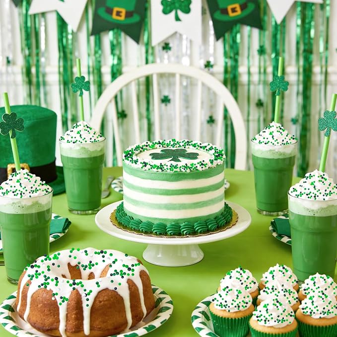 St. Patrick's Day Sprinkles 4.6 Oz /130g Green Sprinkle for Cake Decorating | Edible White Green Mini Pearls Sprinkles Sweet Luck Sprinkles for St. Patrick's Day Christmas Themed Cake Cupcake Toppings