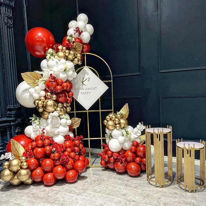Double Stuffed Red Balloons Different Size 115Pcs 5/10/12/18 Inch Rudy Red Balloon Garland Arch kit for Birthday Wedding Baby Shower Christmas Party Decorations