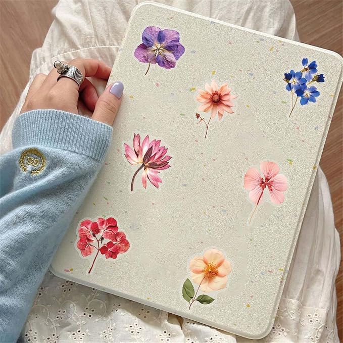 Transparent Flora Stickers,50PCS Vintage Aesthetic Flowers Sticker for Scrapbooks Travel Journal, Vinyl Waterproof for Water Bottles Laptop Phone Scrapbook Supplies DIY Crafts (colourful-B15)