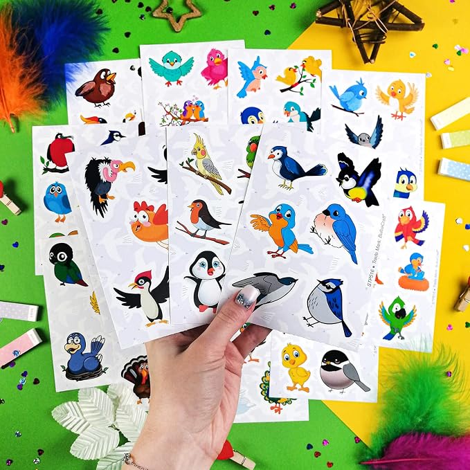 BulbaCraft 100Pcs Bird Stickers, Bird Party Supplies, Parrot and Hummingbird Stickers, Gifts for Women & Men