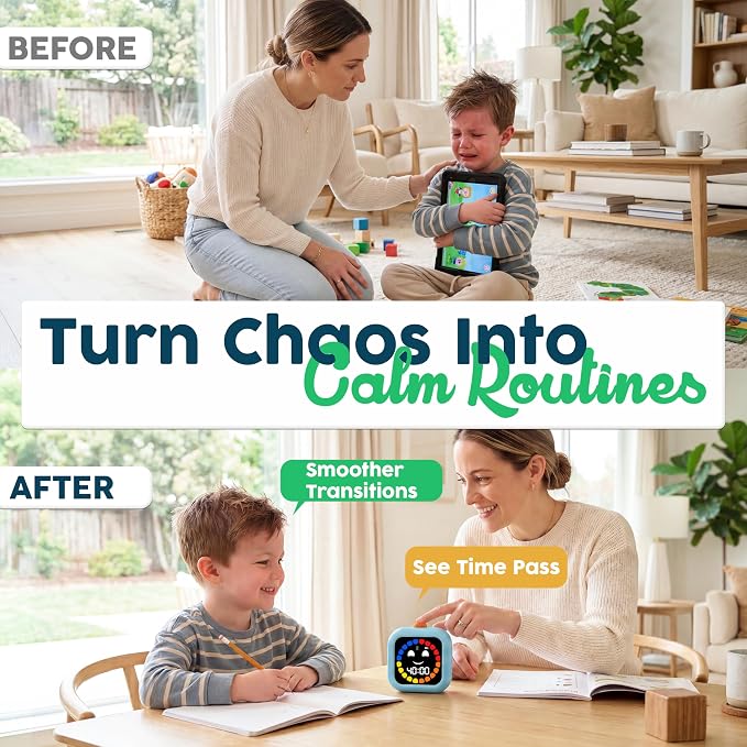 Digital Visual Timer for Kids - Rechargeable, Silent Count Up/Down for Calmer Routines - 99 Min Countdown Kids Timer for Classroom, Home & Therapy - Builds Focus & Independence