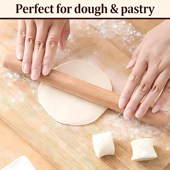 3-Pack 10-Inch Wooden Rolling Pins – Classic 1-Inch Diameter Baking Tools for Dough & Pastry