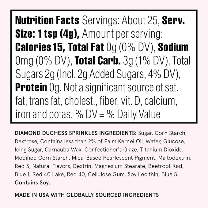 Fancy Sprinkles Diamond Duchess Sprinkles | Bow, Rose, Pearl & Diamond Shaped Candy | Pink, Purple & White | Cake, Cupcake & Cookie Decorating | Bridal & Birthday | 1 Pack (0.5c)