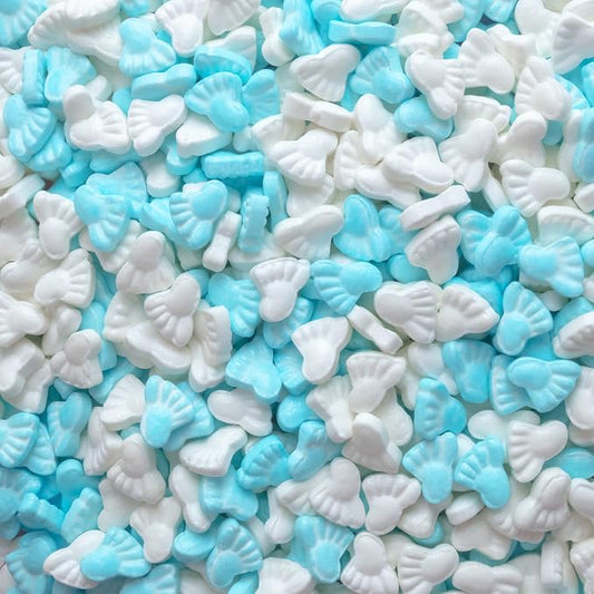 Oasis Supply Baby Shower Sprinkles & Sugar Shapes – Edible Decorations for Cakes, Cupcakes, and Cookies – Gender Reveal, Boy, Girl, and Neutral Party Baking Decorations - Blue Baby Feet
