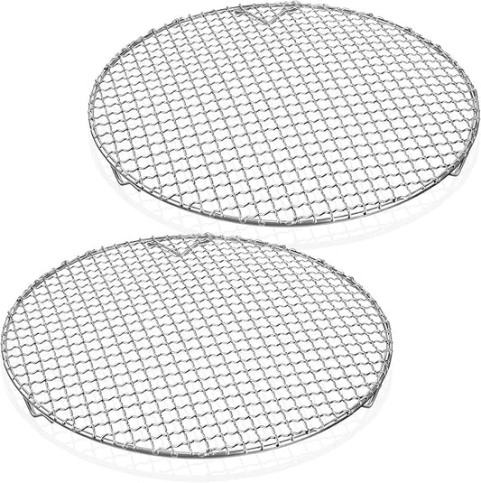 2 Pack 13 Inch Round Cake Cooling Rack, 201 Stainless Steel BBQ Baking & Steaming Rack with Legs - Multi-purpose Straight Wire Grill Grate for Cooking, Baking, Cooling, Canning Racks