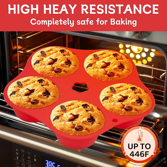 3 Pieces Silicone Air Fryer Muffin Pan Round Egg Bite Mold for Oven Baking,Mini Muffin Tins Cups Cake Tray for Air Fryer Liners Basket Instant Pot Accessories Baking Muffin Pancake