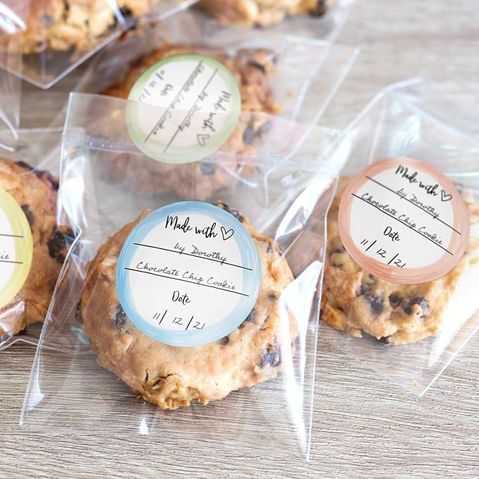 Adorable Watercolor Canning Stickers / 500 Circle Labels / 4 Watercolor Designs / 2" Made with Love Baked Goods Craft Label with Lines