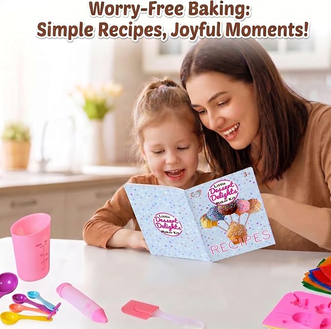 Carolart Cake Pop & Chocolate Lollipop Making Kit , Baking Set for Kids | 76-piece baking kit with storage box, silicone molds, recipe book, decorating tools and kids baking supplies