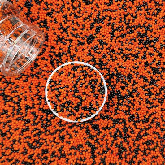 EPHVODI Black Orange Halloween Sprinkles Nonpareils Sprinkles Edible Mini Pearl Sprinkle for Cake Decorations, Baking, Ice Cream, Cookies, Donuts and Lollipops - 2mm Sugar Pearls 3.88oz