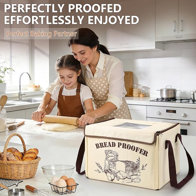 Folding Bread Proofing Box with 50-113F Temperature Control | Dough Proofer with 48H Timer for Sourdough Baking Box with Metal Rack for Homemade Bread, Pizza, Yogurt, Kombucha